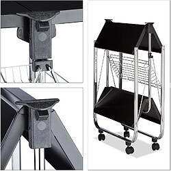 Helloshop26 Desserte pliante à roulettes - Noir