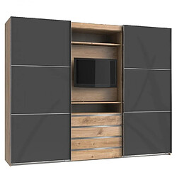 Inside 75 Armoire MARITA - Chêne et Verre Graphite