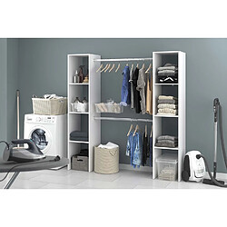 Concept Usine Dressing blanc 6 étagères, 2 penderies 180 x 40 x 180 cm ELYSEE