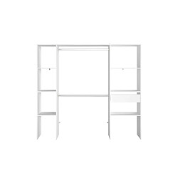 Concept Usine Dressing blanc 6 étagères, 1 tiroir, 2 penderies 198 x 40 x 180 cm ELYSEE