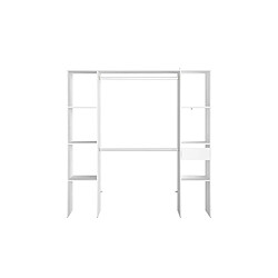 Concept Usine Dressing blanc 6 étagères, 1 tiroir, 2 penderies 180 x 40 x 180 cm ELYSEE