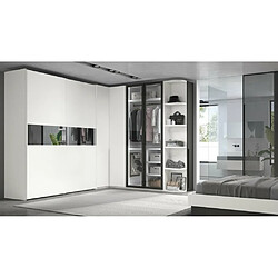 Inside 75 Armoire d'angle coulissante avec miroir - Blanc