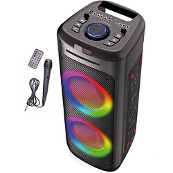 Enceinte bluetooth karaoké - INOVALLEY - MS06CD - 1000W - Bluetooth 5.0 - Lecteur CD - RGB - Radio FM - USB 2.0 - micro SD - Karaoké