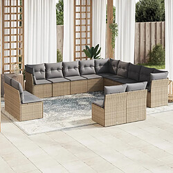 vidaXL Salon de jardin avec coussins 13 pcs - Beige résine tressée Mobilier de jardin - Résine tressée durable - Expérience d'assise confortable - Housse amovible et lavable - Conception modulaire