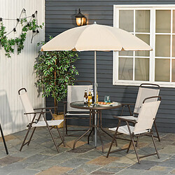 Outsunny Ensemble salon de jardin 6 pcs avec parasol