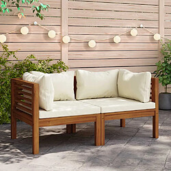 VidaXL Canapés d'angle 2 pcs avec coussins - Blanc crème Acacia solide