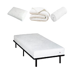 Olympe Literie Egio Pack - 90x190 cm Pack matelas latex et sommier métal - Accessoires inclus - Soutien ferme