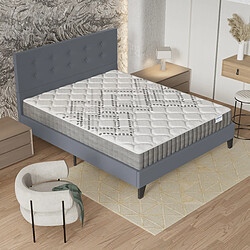 Acheter November Sleep Ensemble 140x190 cm, Lit avec tête de lit + Matelas Ressorts Ensachés, ép.20cm accueil mousse HR