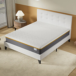 November Sleep Ensemble 140x190 cm Matelas latex naturel et mémoire de forme - Lit avec tête de lit - Sommier à lattes