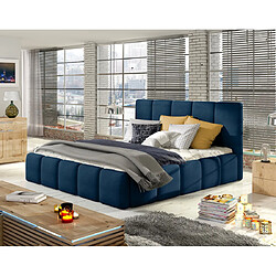 Bestmobilier Lit coffre Lucea 160x200 cm - Velours Bleu Nuit