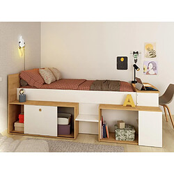 Vente-Unique Lit combiné PALOMA 90x200 Blanc et naturel