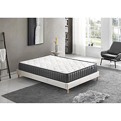 Sensoreve Ensemble matelas mémoire de forme + sommier 120x190cm, Matelas 16cm d’épaisseur et sommier tissu blanc