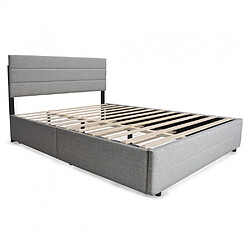 Le Quai Des Affaires Lit PALERMO 140x200 +1 sommier+2 tiroirs+1 tiroir lit 90x190 / Gris clair pas cher