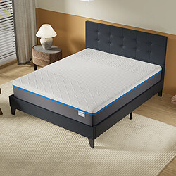 November Sleep Ensemble Matelas + Lit Avec Tête De Lit 160x200 Cm, Ypsilon Souple 28cm D’épaisseur