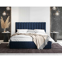 Bestmobilier Rosario Velours Bleu 140x200 pas cher