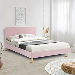 IDMARKET Lit BALTA - 140x190 - Rose Velours