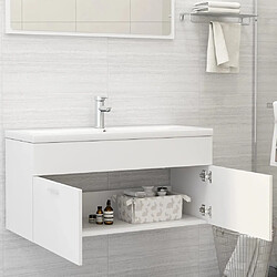 Avis VidaXL Armoire d’évier salle de bain - Blanc bois d’ingénierie