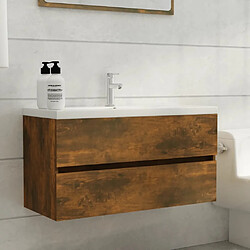 Vidaxl VIDA XL Armoire lavabo chêne fumé 90 cm