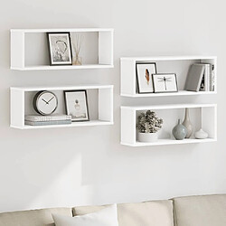 VIDAXL Étagères murales cube - Blanc Étagères cubiques - Bois d'ingénierie - 4 pièces - Blanc