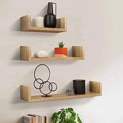 Idmarket Lot 3 Étagères Murales Hêtre