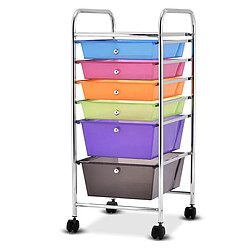 Decoshop26 Chariot de rangement 6 tiroirs - Multicolore