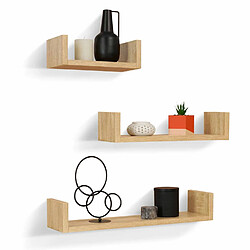 Idmarket Lot 3 Étagères Murales Hêtre