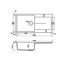 Luisina Évier Résine Tam Tam Noir