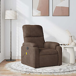 vidaXL Fauteuil de massage tissu marron Fauteuil de massage - Inclinable - Microfibre - Vibration - Cadre robuste