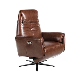 Angel Cerda Fauteuil pivotant en cuir brun chocolat