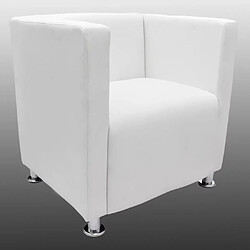 Helloshop26 Fauteuil cube synthétique - Blanc Fauteuil cube - Cuir synthétique - Rembourrage confort - Dimensions 71 x 54 x 69 cm