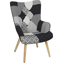 The Home Deco Factory Fauteuil patchwork Alta - Noir et blanc