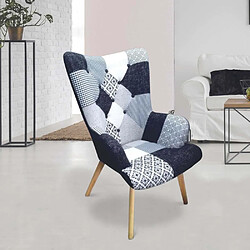 The Home Deco Factory Fauteuil patchwork Alta - Noir et blanc