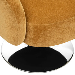 Pegane Fauteuil salon pivotant velours - Ocre