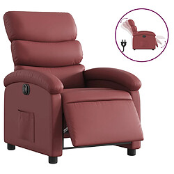 Fauteuil Inclinable Simili Cuir Rouge Bordeaux VidaXL - Avec Repose-pieds, Porte-gobelets, Charge Max 110kg