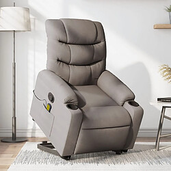 VidaXL Fauteuil de massage - Taupe Fauteuil de massage inclinable - 6 points de vibration - Poche latérale pratique
