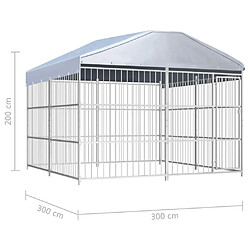 vidaXL Chenil avec toit 300 x 300 x 200 cm - Argenté pas cher