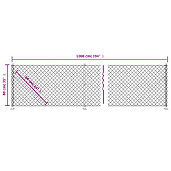 vidaXL Clôture à mailles losangées 0,8x10 m Anthracite pas cher