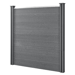 Neuholz Clôture à 2 Poteaux Bois Composite WPC - Gris