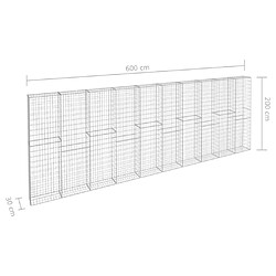 vidaXL Mur à gabion avec couvercles - Argenté pas cher
