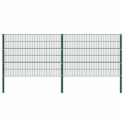 vidaXL Panneau de clôture avec poteaux - 3,4 x 1,2 m - Vert