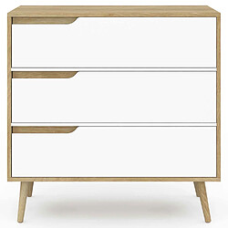 Avis Idmarket Market Commode Helsinki 3 tiroirs - Bois et blanc