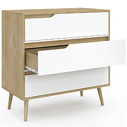 Acheter Idmarket Market Commode Helsinki 3 tiroirs - Bois et blanc