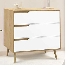 Idmarket Market Commode Helsinki 3 tiroirs - Bois et blanc