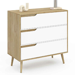 Idmarket Market Commode Helsinki 3 tiroirs - Bois et blanc