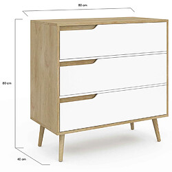 Idmarket Market Commode Helsinki 3 tiroirs - Bois et blanc pas cher