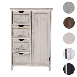 Mendler Commode shabby chic 4 tiroirs - Blanc