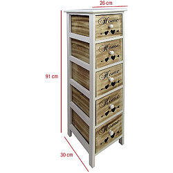 Mobili Rebecca Chiffonier 5 tiroirs - Marron Blanc