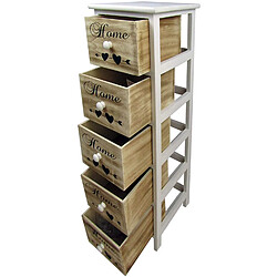 Mobili Rebecca Chiffonier 5 tiroirs - Marron Blanc