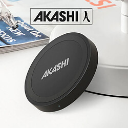 Akashi Chargeur sans fil QI 10W - Design rond, Noir pas cher