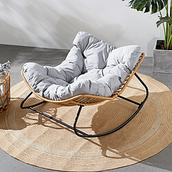 Avis Concept Usine Fauteuil à bascule en résine tressée coussin gris CANGGU